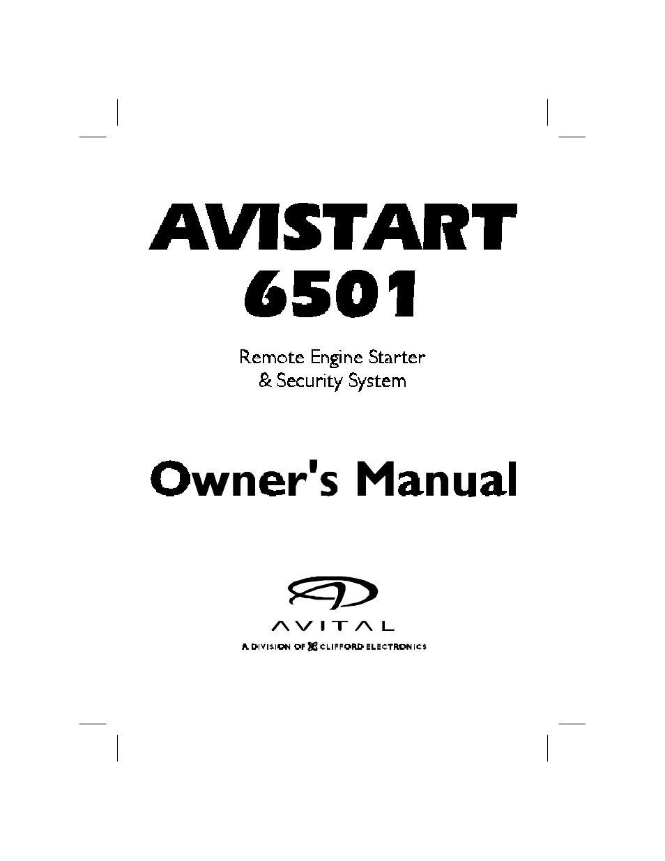 Avital AVISTART 6501 User Manual | 20 pages