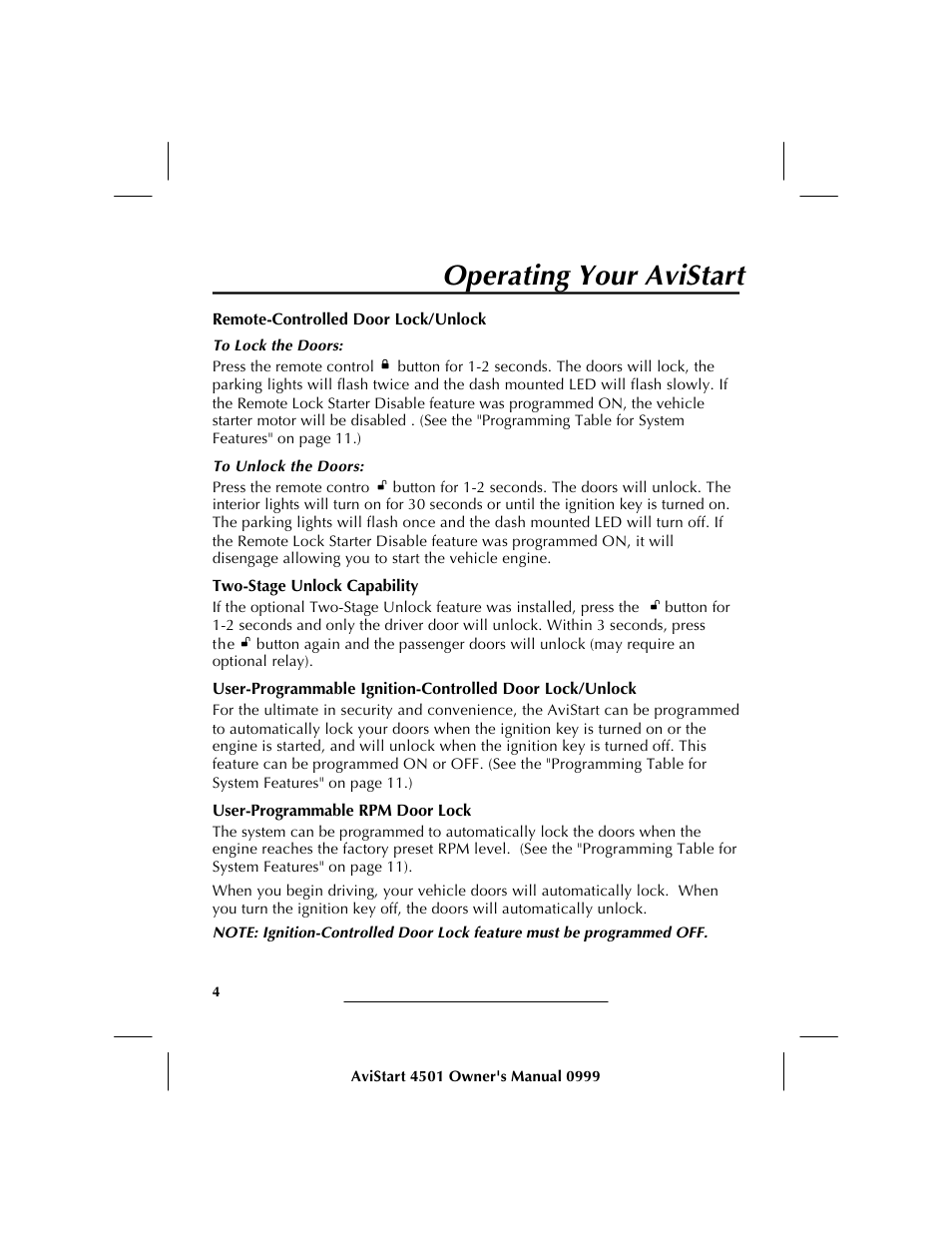 Operating your avistart | Avital AVISTART 4501 User Manual | Page 6 / 16