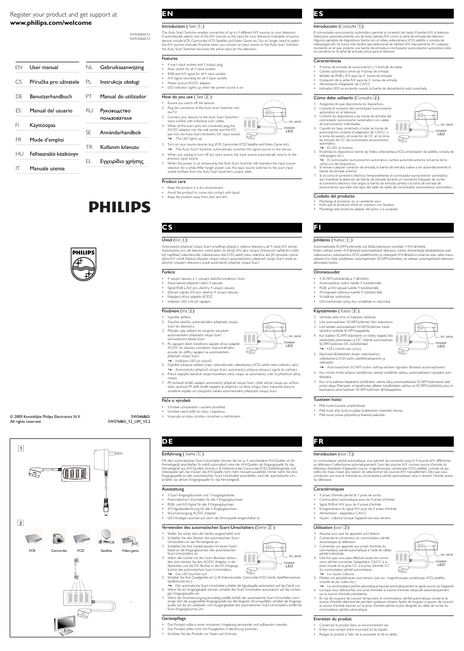 Philips Conmutador euroconector User Manual | 2 pages