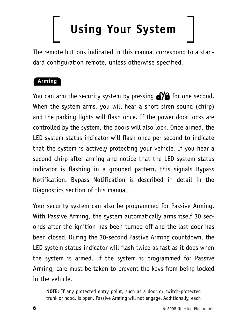 Using your system | Avital 3100L User Manual | Page 10 / 24