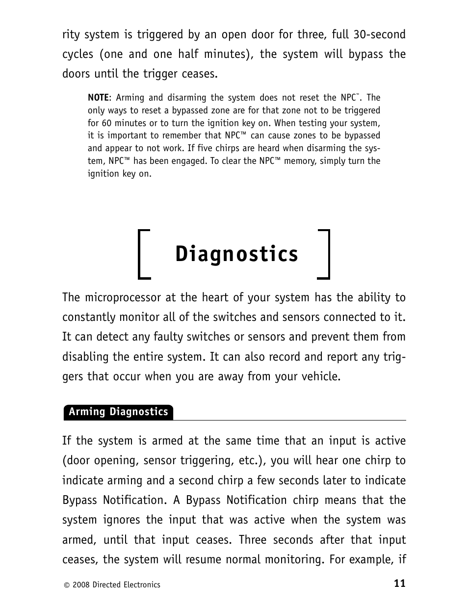 Diagnostics | Avital 3100L User Manual | Page 15 / 24