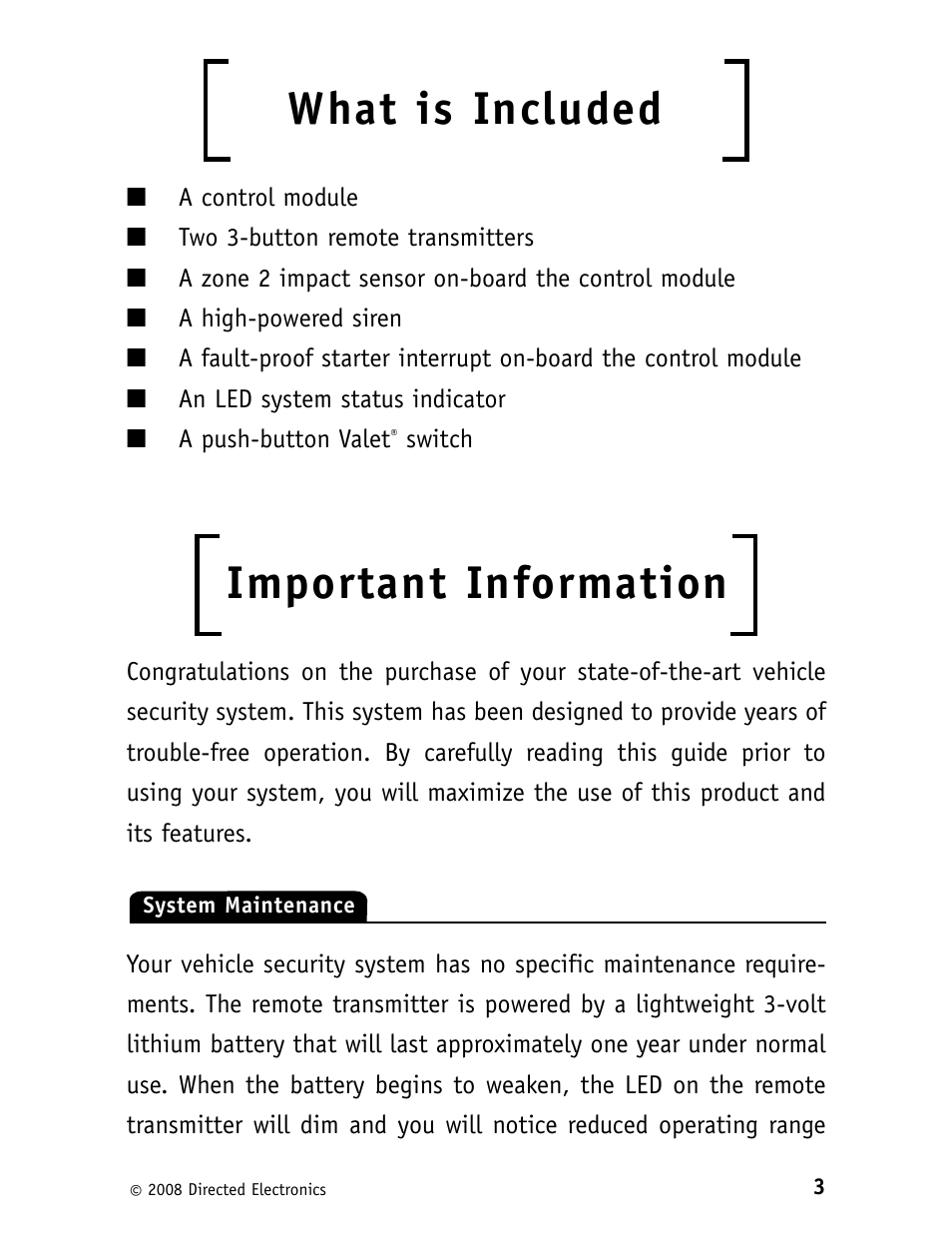 What is included, Important information | Avital 3100L User Manual | Page 7 / 24