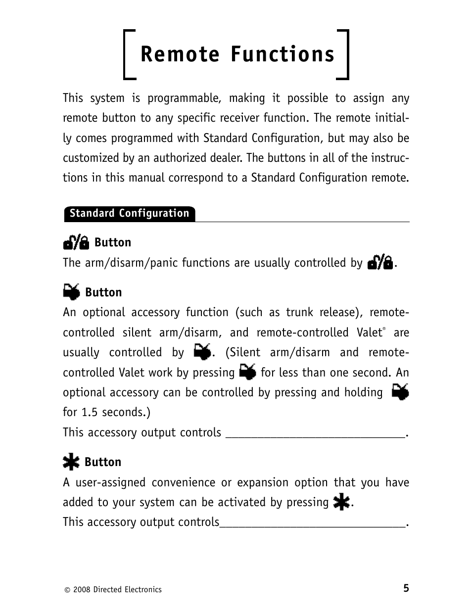 Remote functions | Avital 3100L User Manual | Page 9 / 24