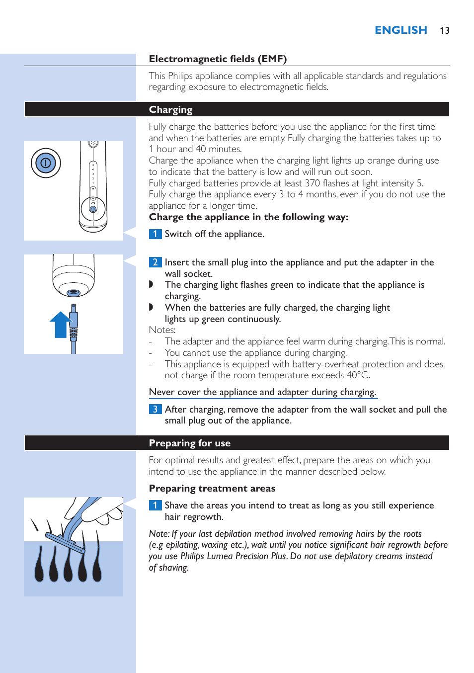 Philips Lumea Precision Sistema de eliminación de vello IPL User Manual | Page 13 / 114