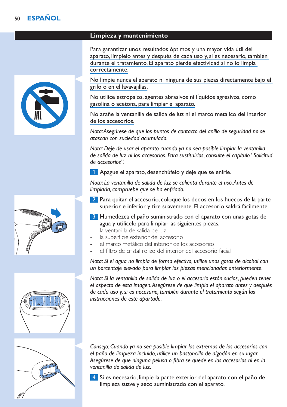 Philips Lumea Precision Sistema de eliminación de vello IPL User Manual | Page 50 / 114