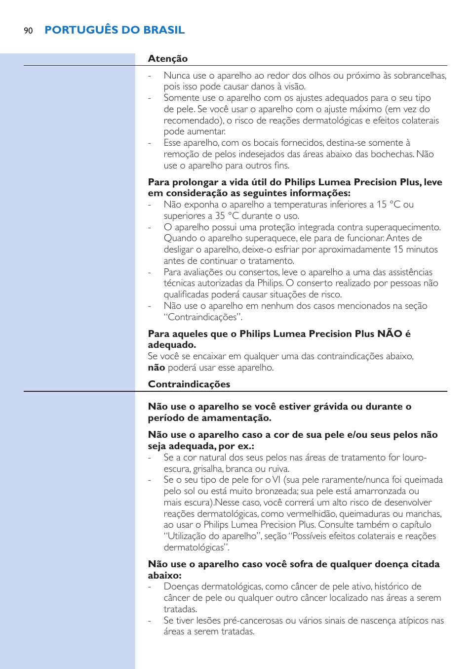 Philips Lumea Precision Sistema de eliminación de vello IPL User Manual | Page 90 / 114
