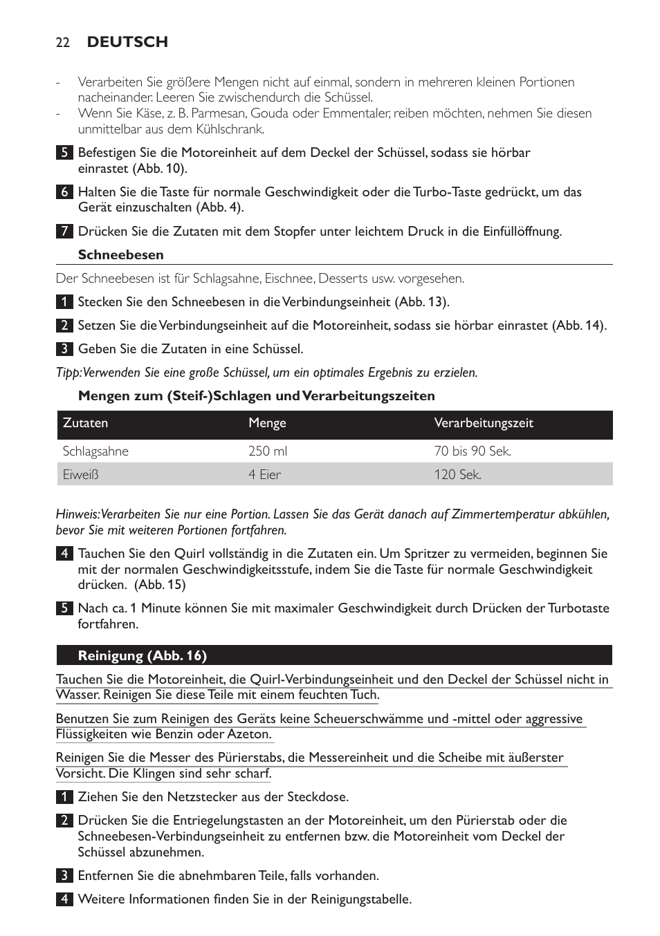 Schneebesen, Reinigung (abb. 16) | Philips Pure Essentials Collection Batidora de mano User Manual | Page 22 / 92