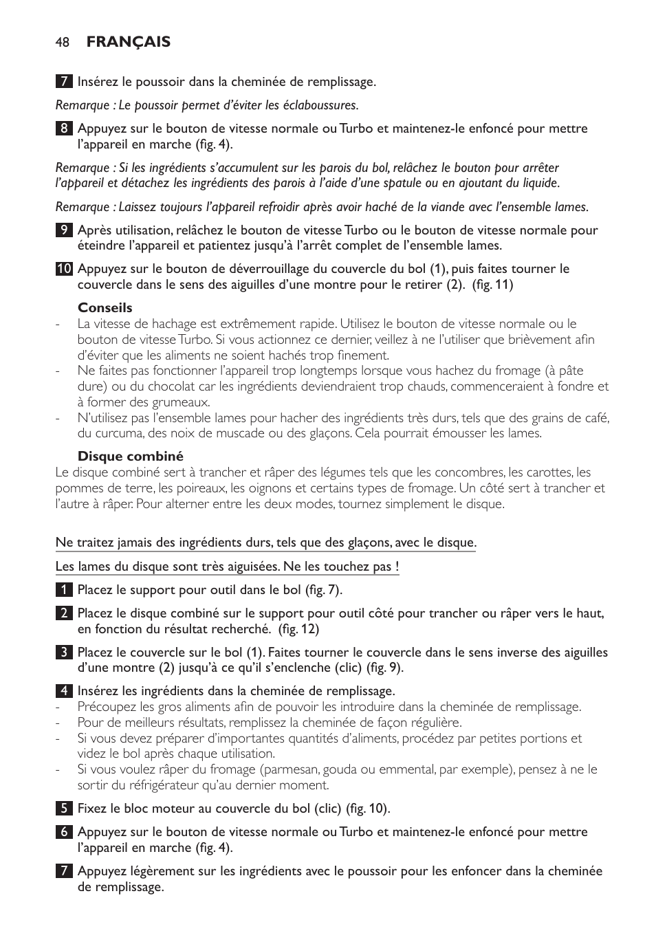 Conseils, Disque combiné | Philips Pure Essentials Collection Batidora de mano User Manual | Page 48 / 92