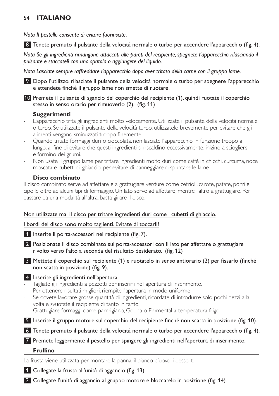 Suggerimenti, Disco combinato, Frullino | Philips Pure Essentials Collection Batidora de mano User Manual | Page 54 / 92