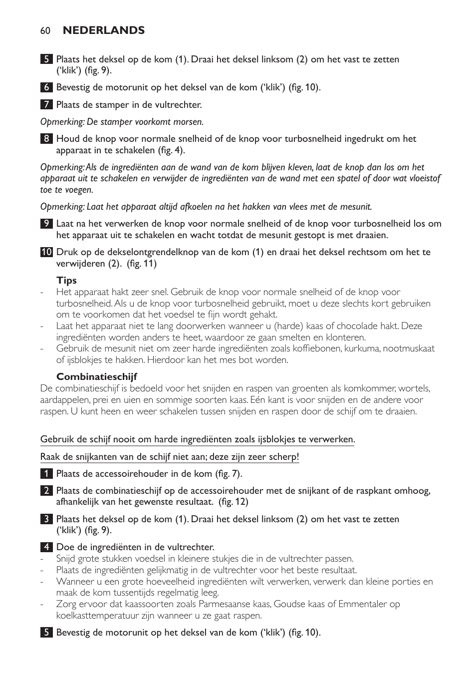Tips, Combinatieschijf | Philips Pure Essentials Collection Batidora de mano User Manual | Page 60 / 92