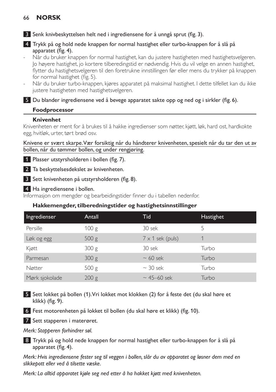 Foodprocessor, Knivenhet | Philips Pure Essentials Collection Batidora de mano User Manual | Page 66 / 92