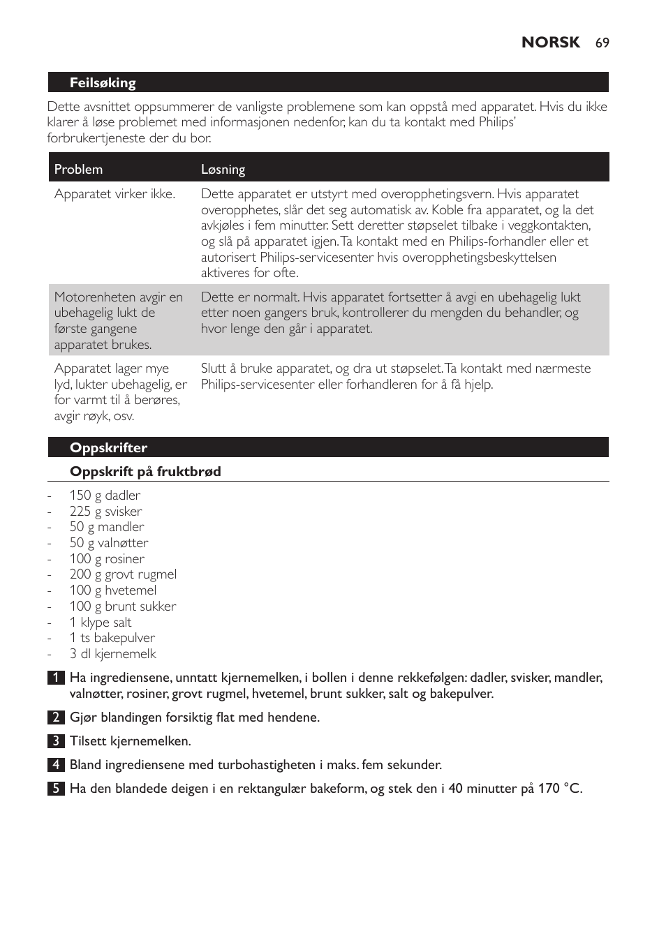 Oppskrifter, Oppskrift på fruktbrød | Philips Pure Essentials Collection Batidora de mano User Manual | Page 69 / 92