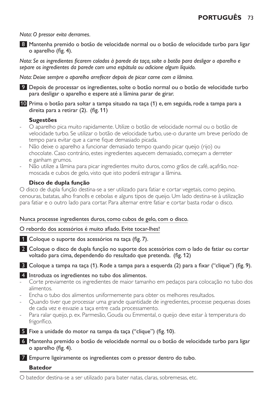 Sugestões, Disco de dupla função, Batedor | Philips Pure Essentials Collection Batidora de mano User Manual | Page 73 / 92