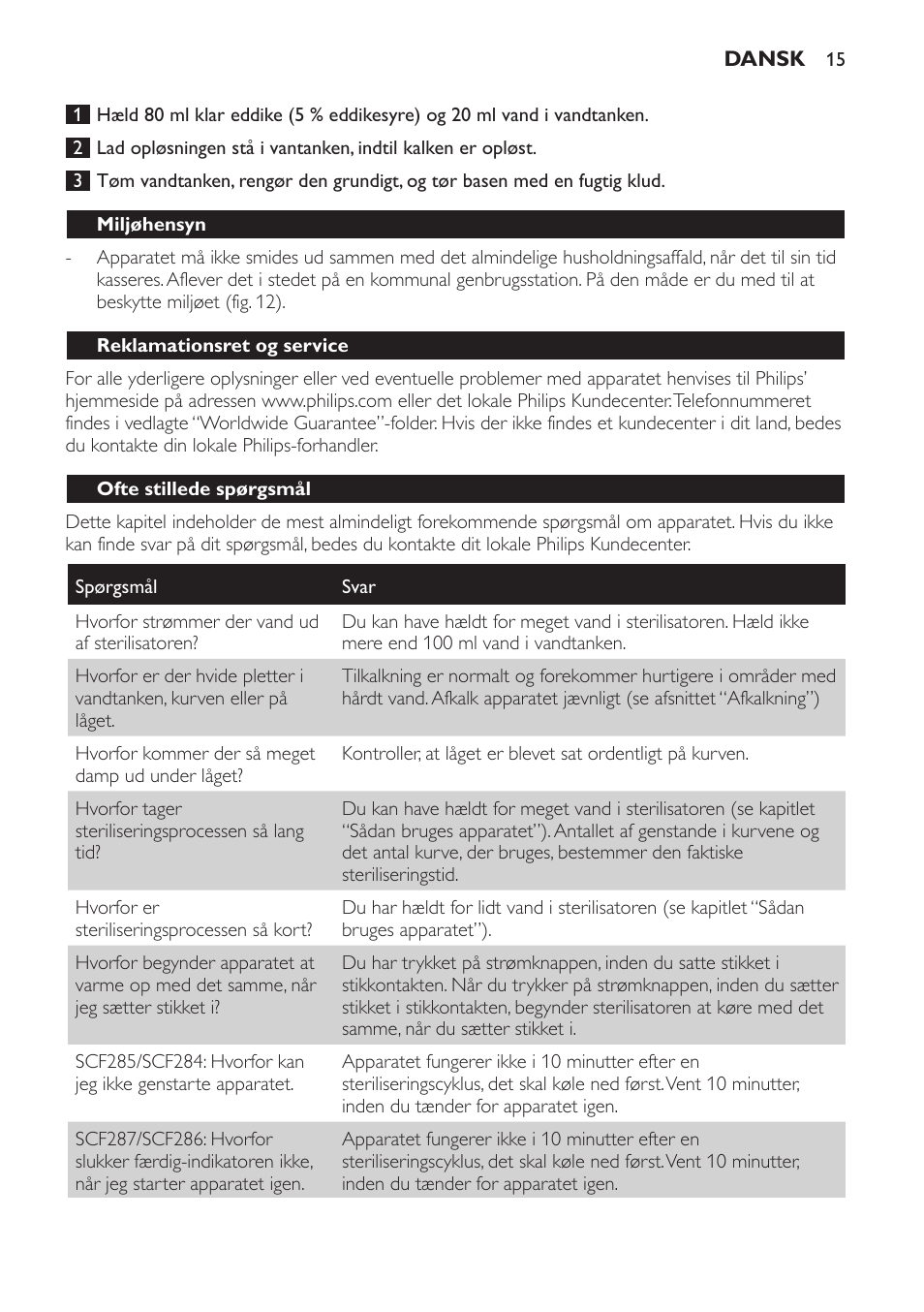 Philips AVENT Esterilizador a vapor eléctrico 4 en 1 User Manual | Page 15 / 88