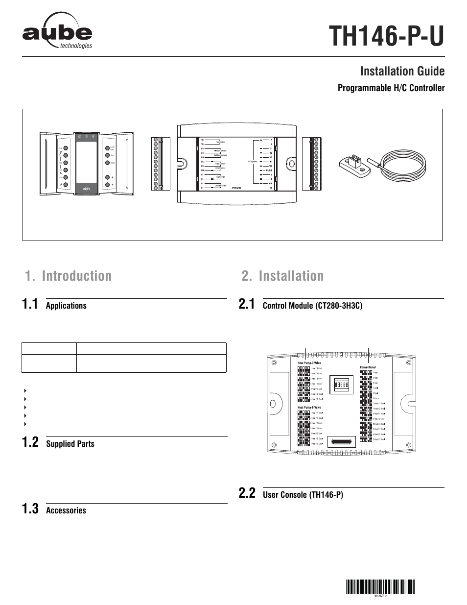 Aube Technologies Programmable H/C Controller TH146-P-U User Manual | 12 pages