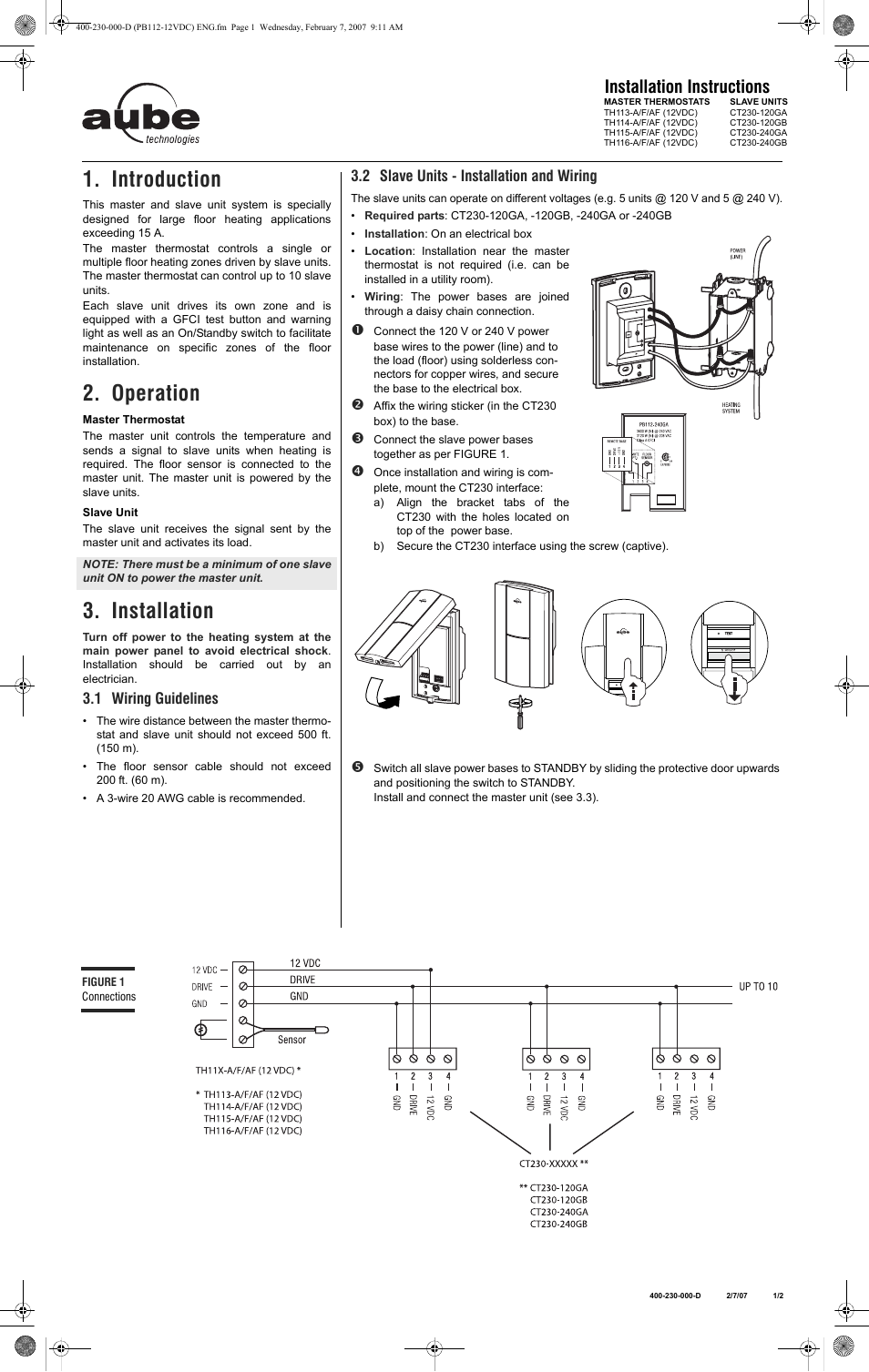 Aube Technologies TH116 A/F/AF User Manual | 2 pages