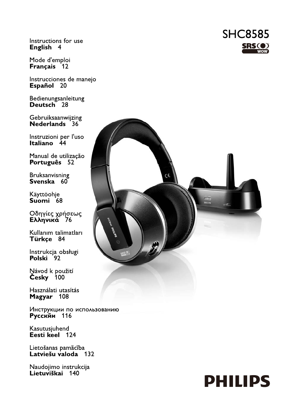Philips Auriculares inalámbricos para sist. de cine en casa User Manual | 150 pages