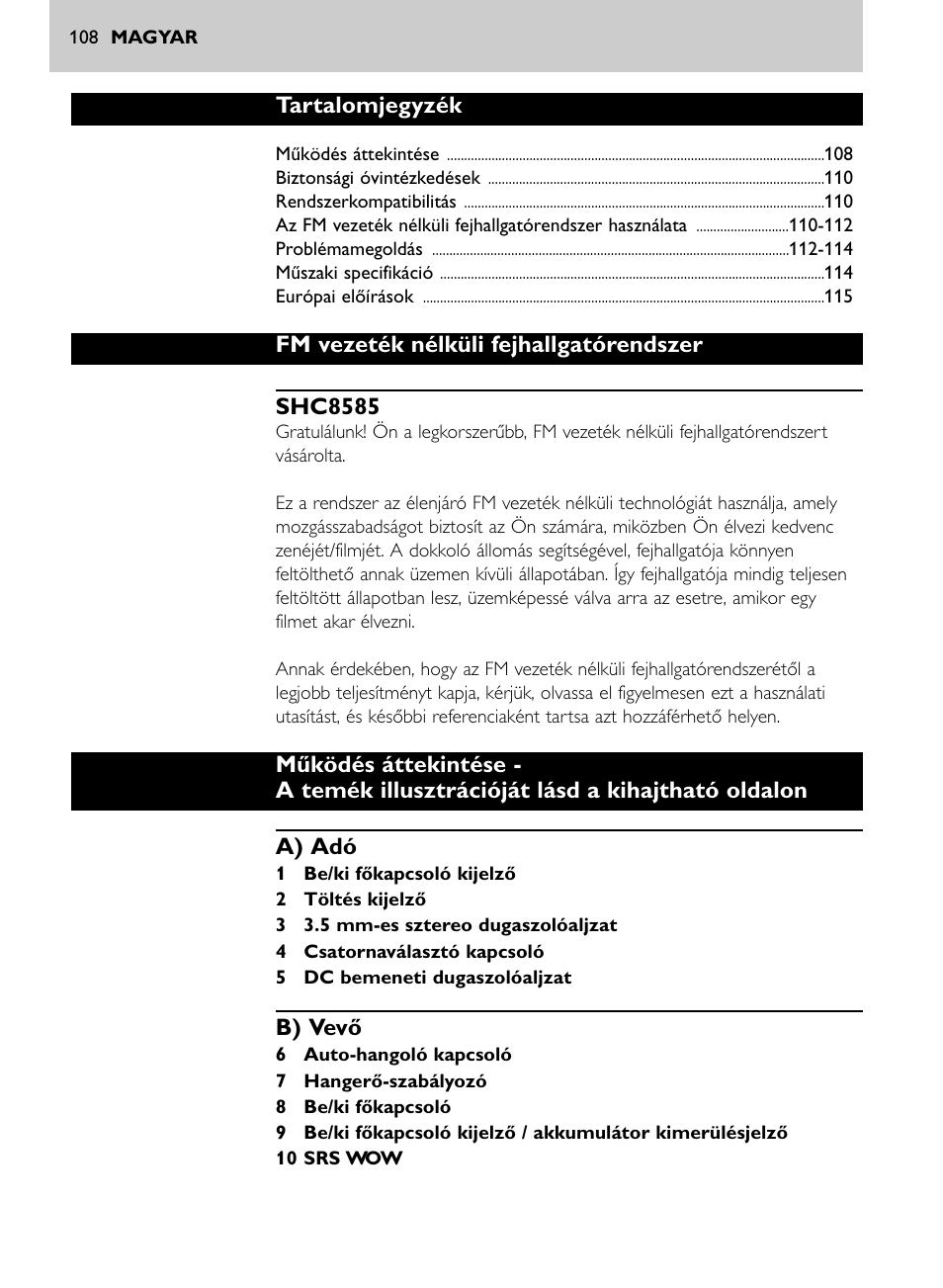 Philips Auriculares inalámbricos para sist. de cine en casa User Manual | Page 108 / 150