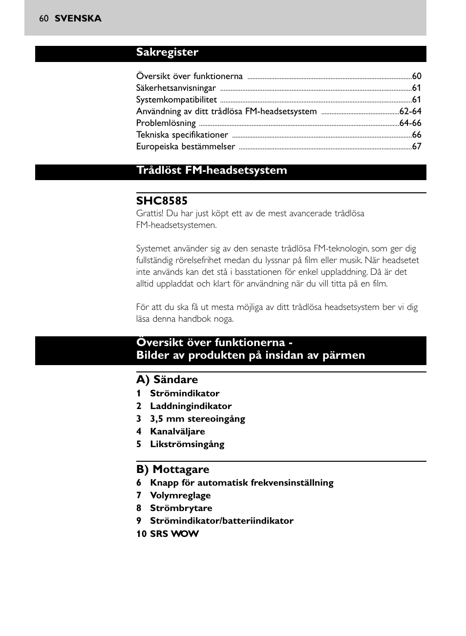 Philips Auriculares inalámbricos para sist. de cine en casa User Manual | Page 60 / 150