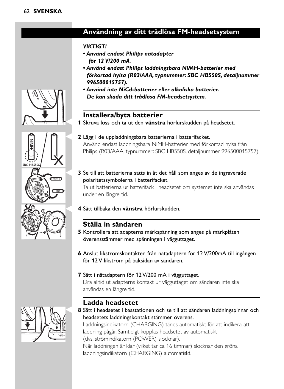 Philips Auriculares inalámbricos para sist. de cine en casa User Manual | Page 62 / 150