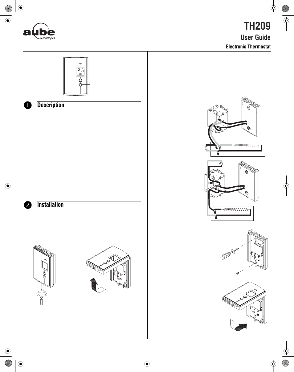 Aube Technologies TH209 User Manual | 2 pages