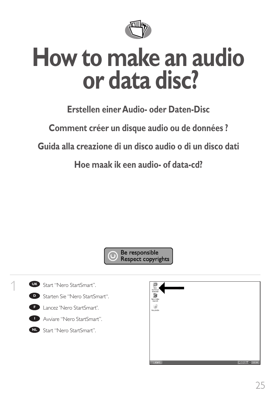 How to make an audio or data disc | Philips How to for External Slimline ReWriters using Nero 7 User Manual | Page 25 / 72
