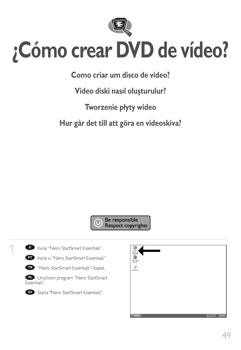 Cómo crear dvd de vídeo | Philips How to for External Slimline ReWriters using Nero 7 User Manual | Page 49 / 72