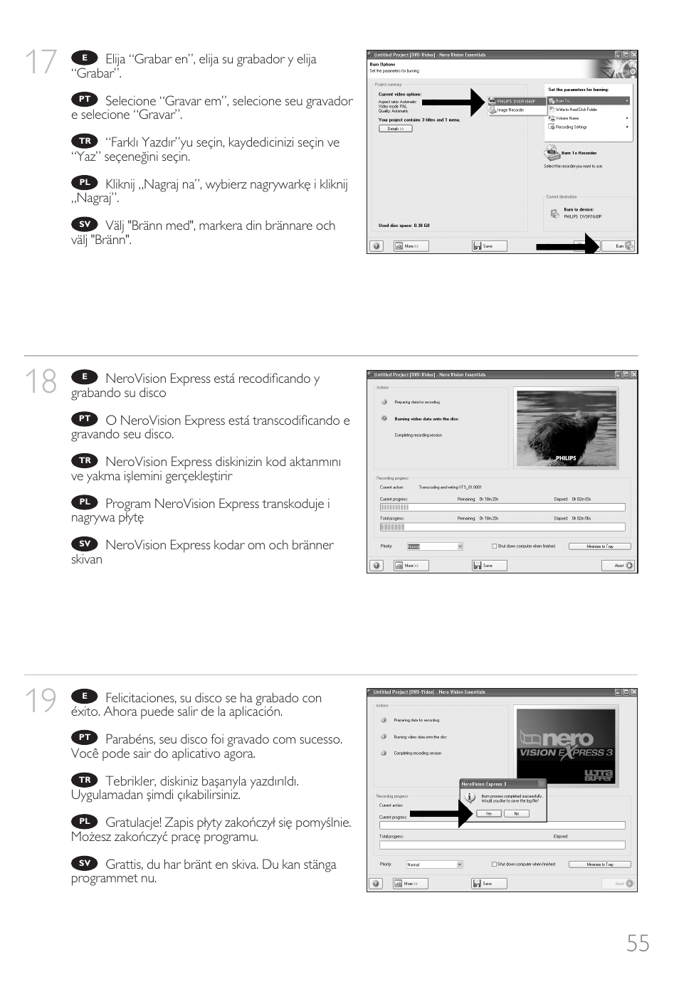 Philips How to for External Slimline ReWriters using Nero 7 User Manual | Page 55 / 72