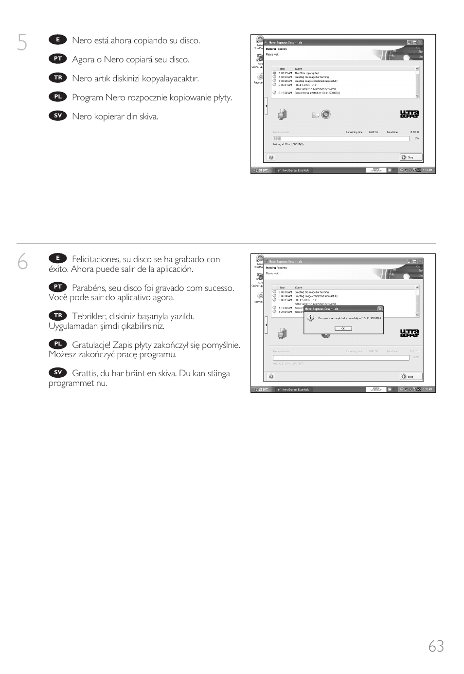 Philips How to for External Slimline ReWriters using Nero 7 User Manual | Page 63 / 72