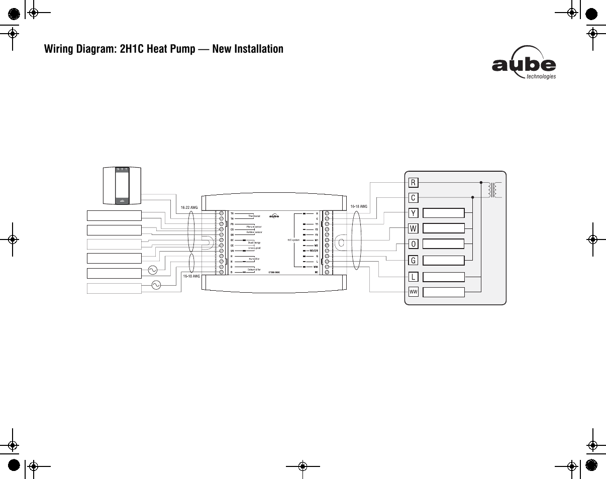 Wiring diagram: 2h1c heat pump — new installation | Aube Technologies TH146-P-U User Manual | Page 5 / 12