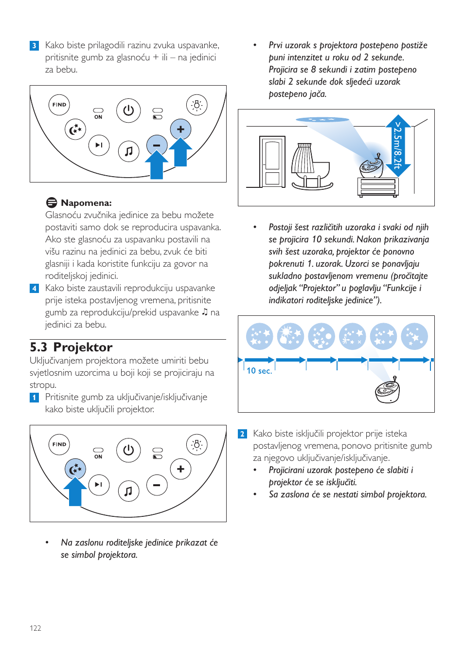 3 projektor | Philips AVENT Vigilabebés DECT User Manual | Page 122 / 460