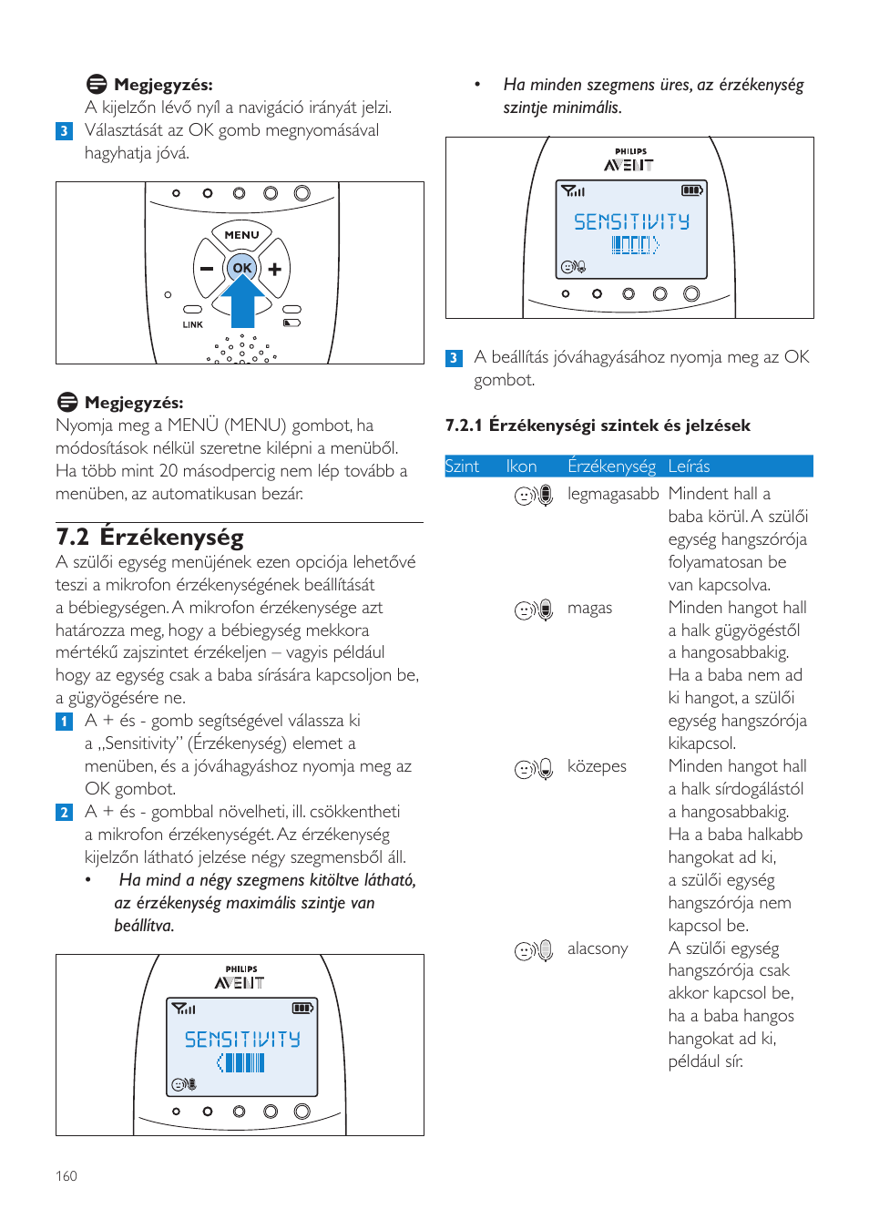 2 érzékenység | Philips AVENT Vigilabebés DECT User Manual | Page 160 / 460