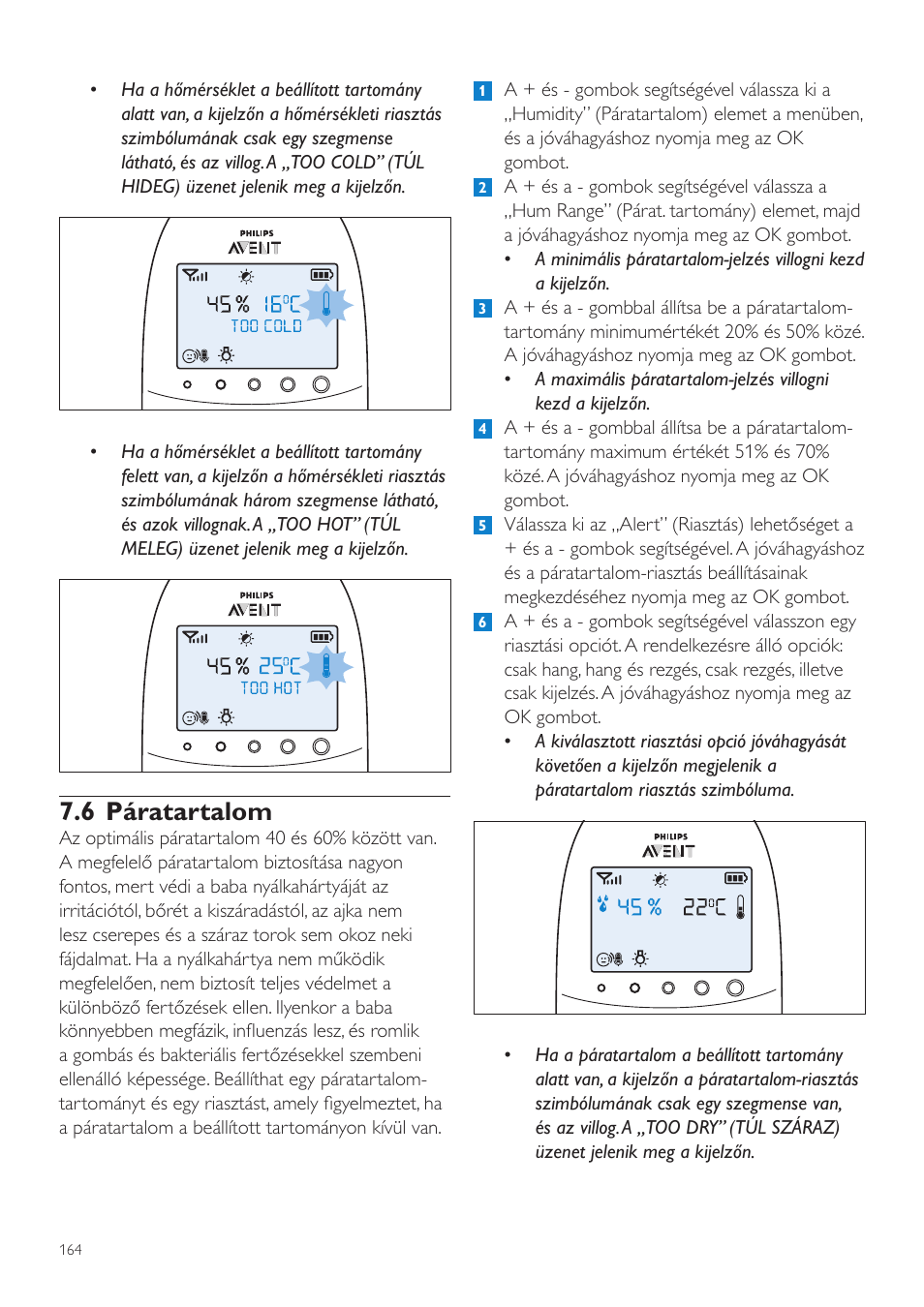 6 páratartalom | Philips AVENT Vigilabebés DECT User Manual | Page 164 / 460