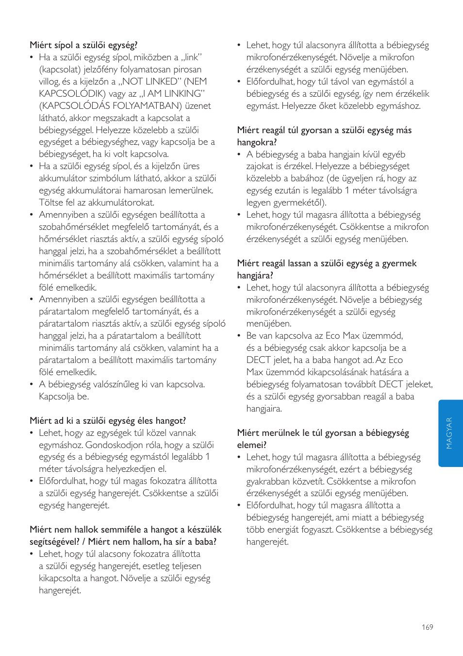 Philips AVENT Vigilabebés DECT User Manual | Page 169 / 460