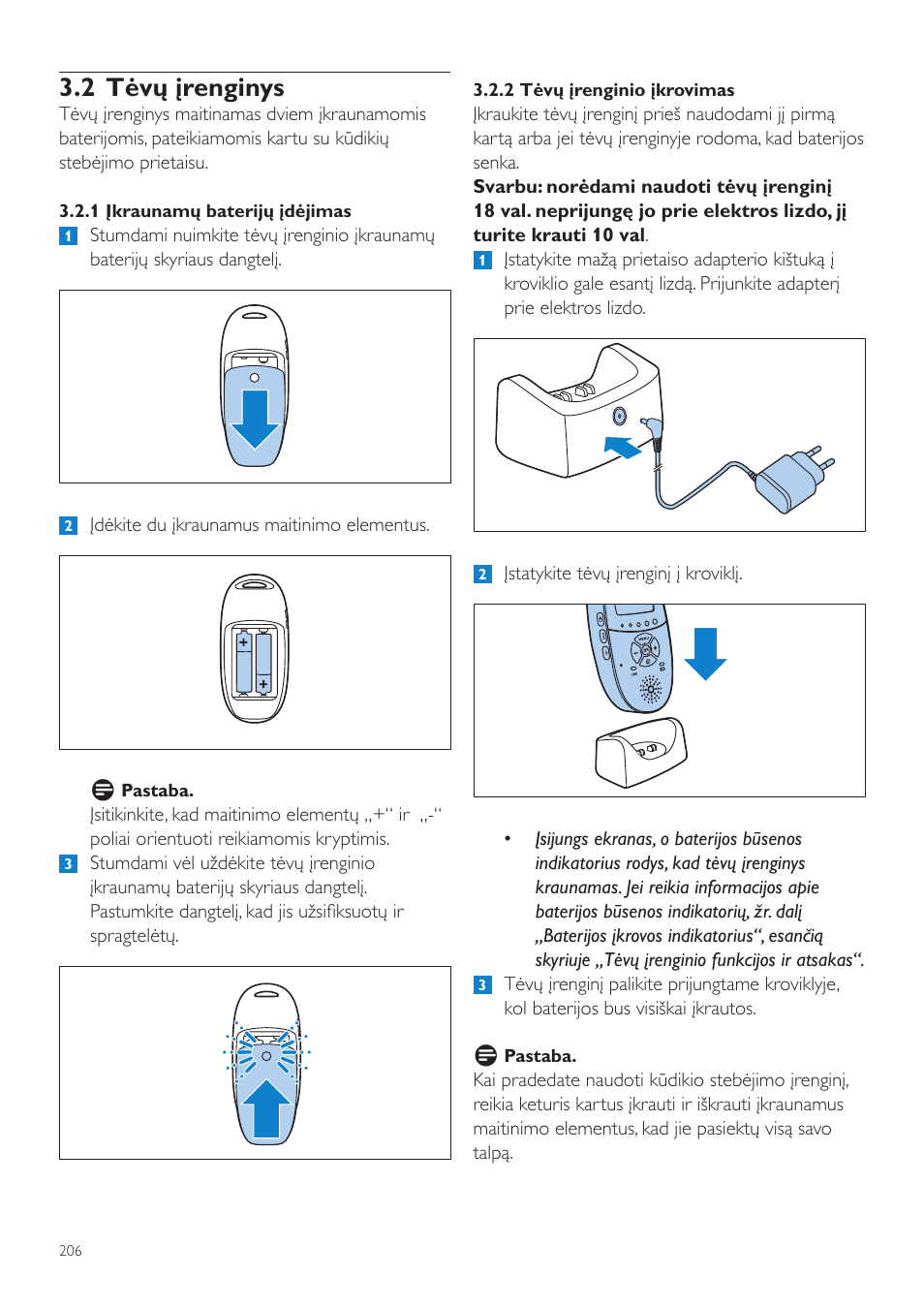 2 tėvų įrenginys | Philips AVENT Vigilabebés DECT User Manual | Page 206 / 460