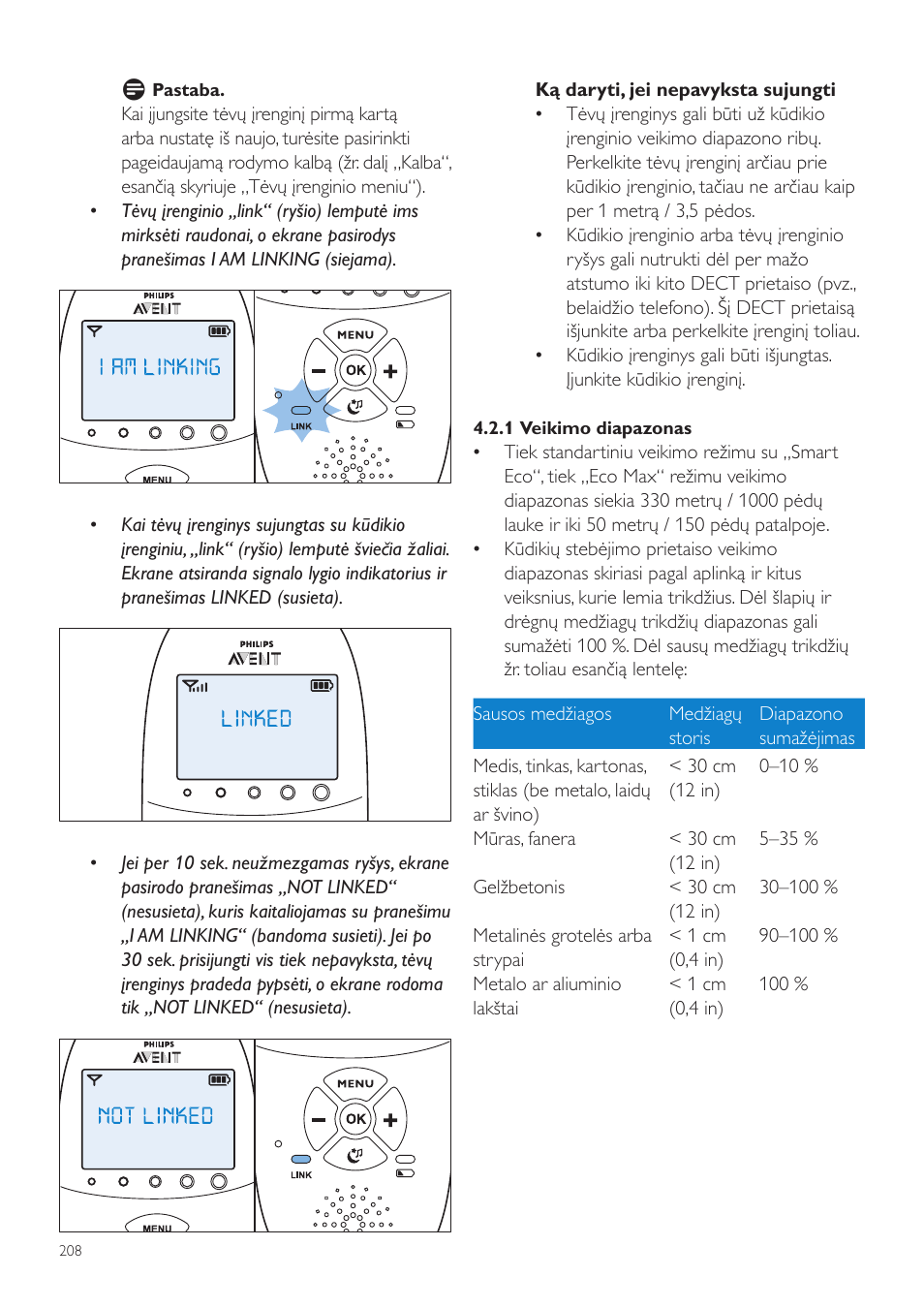 Philips AVENT Vigilabebés DECT User Manual | Page 208 / 460