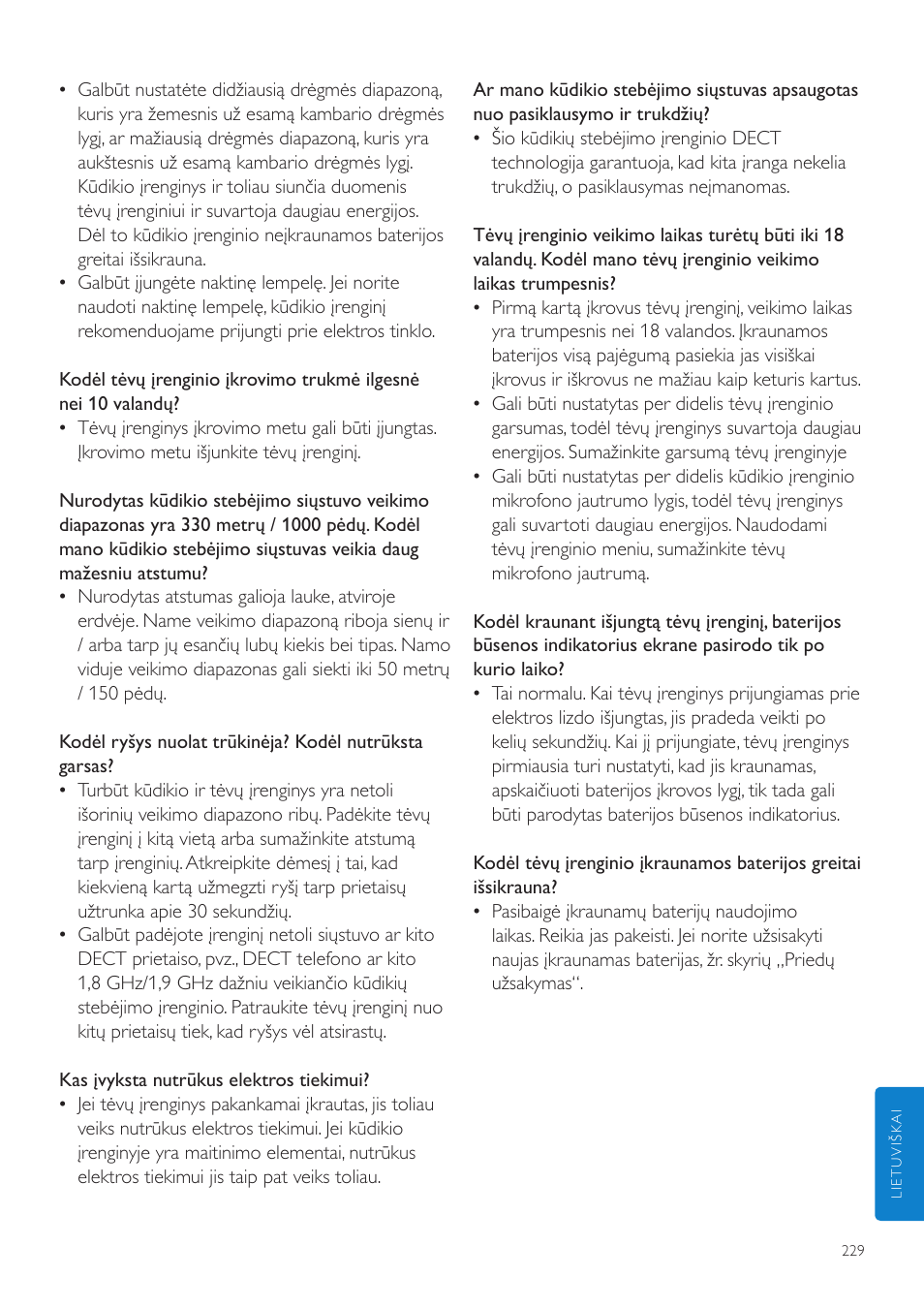 Philips AVENT Vigilabebés DECT User Manual | Page 229 / 460