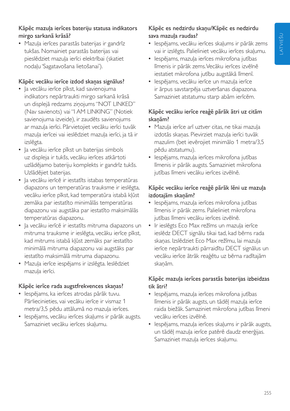 Philips AVENT Vigilabebés DECT User Manual | Page 255 / 460
