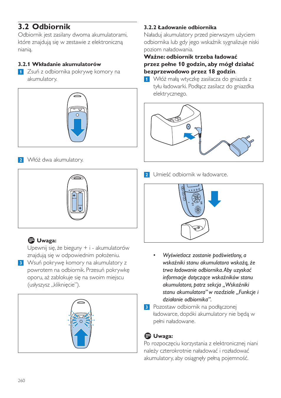 2 odbiornik | Philips AVENT Vigilabebés DECT User Manual | Page 260 / 460
