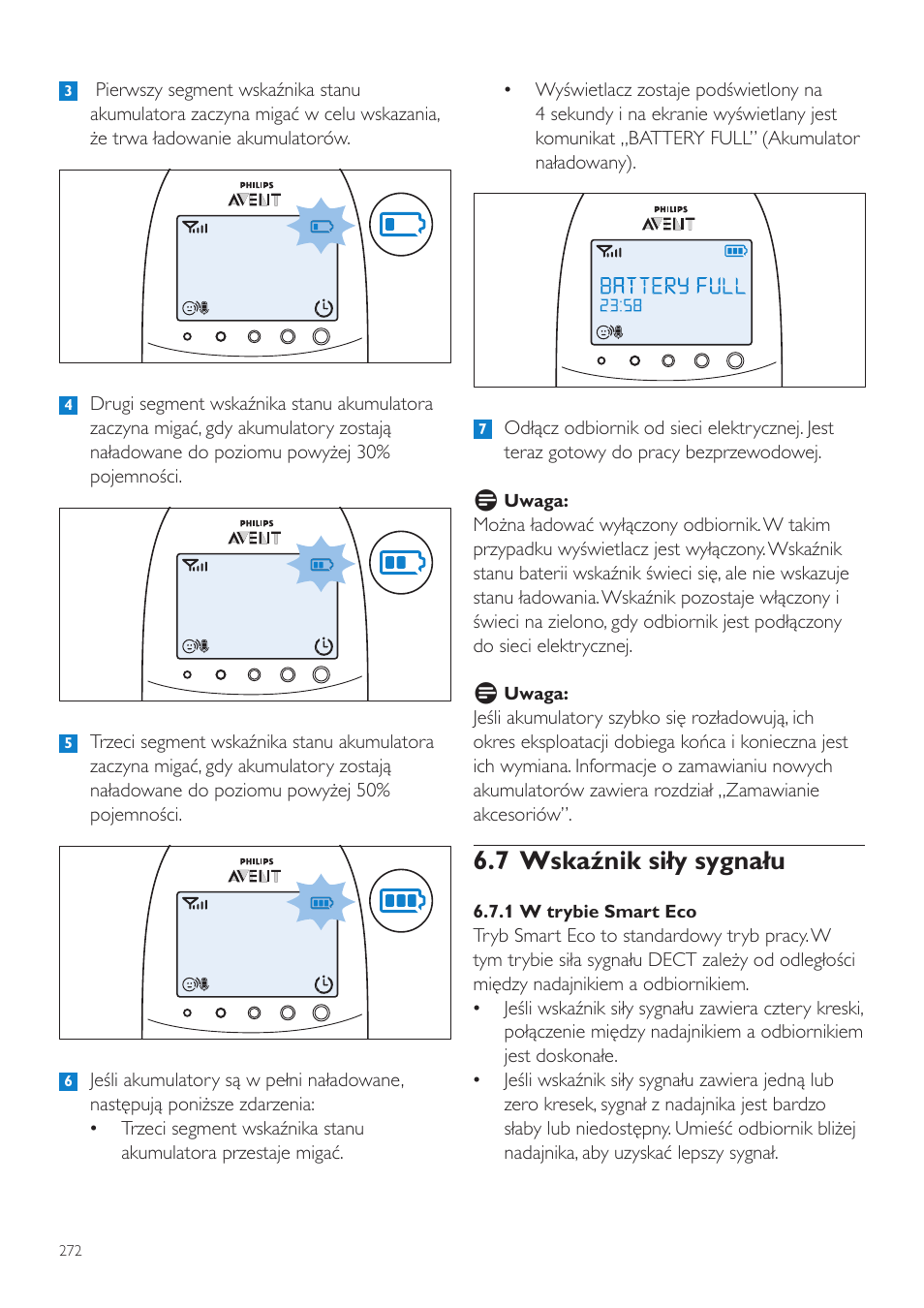 7 wskaźnik siły sygnału | Philips AVENT Vigilabebés DECT User Manual | Page 272 / 460
