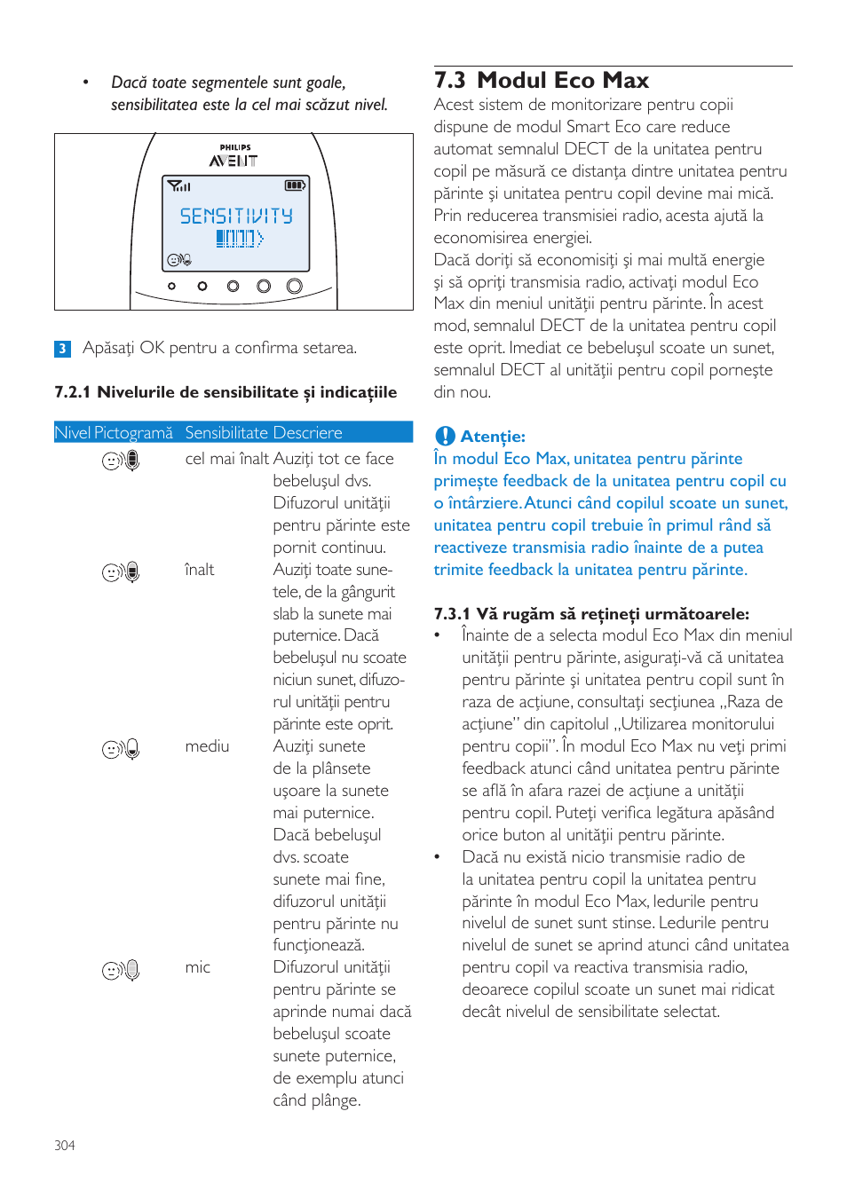 3 modul eco max | Philips AVENT Vigilabebés DECT User Manual | Page 304 / 460