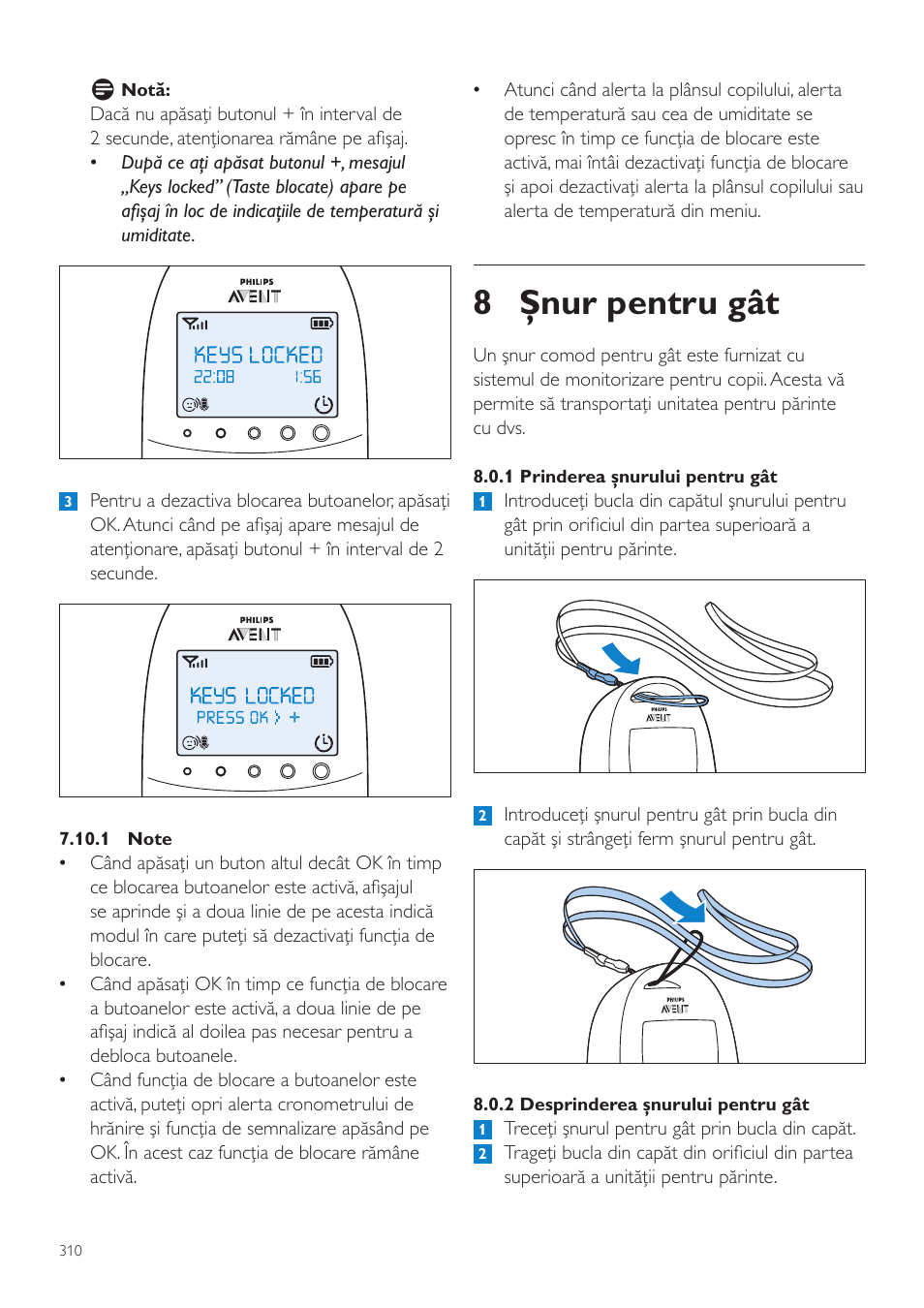 8 şnur pentru gât | Philips AVENT Vigilabebés DECT User Manual | Page 310 / 460