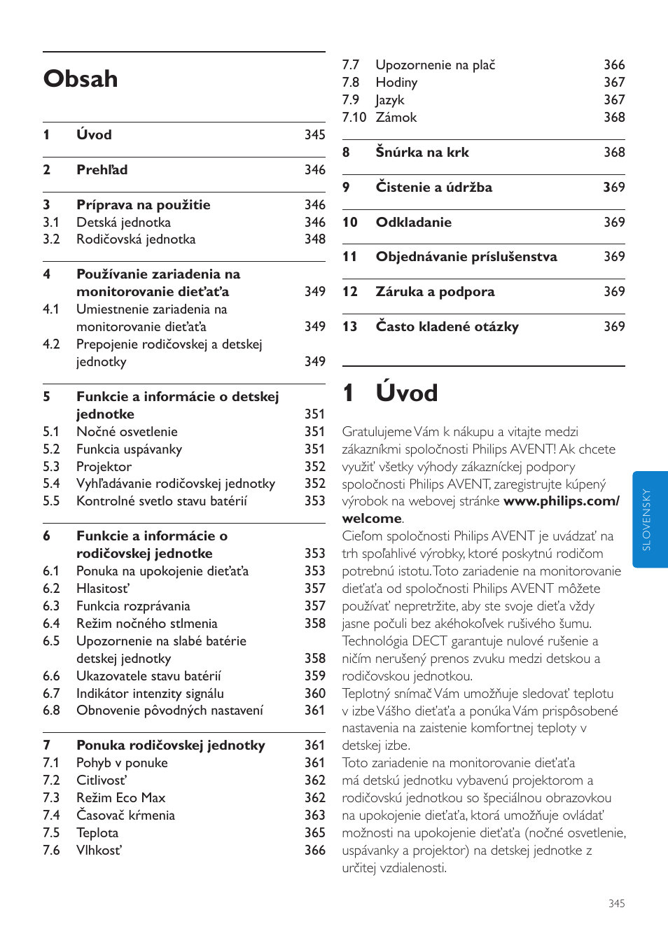 Philips AVENT Vigilabebés DECT User Manual | Page 345 / 460