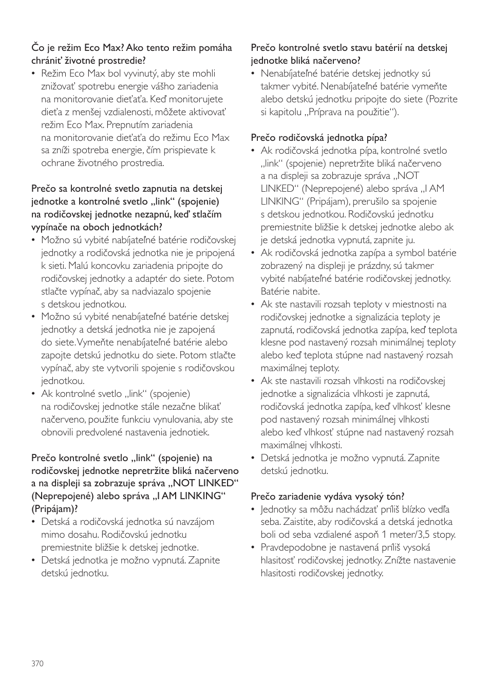 Philips AVENT Vigilabebés DECT User Manual | Page 370 / 460