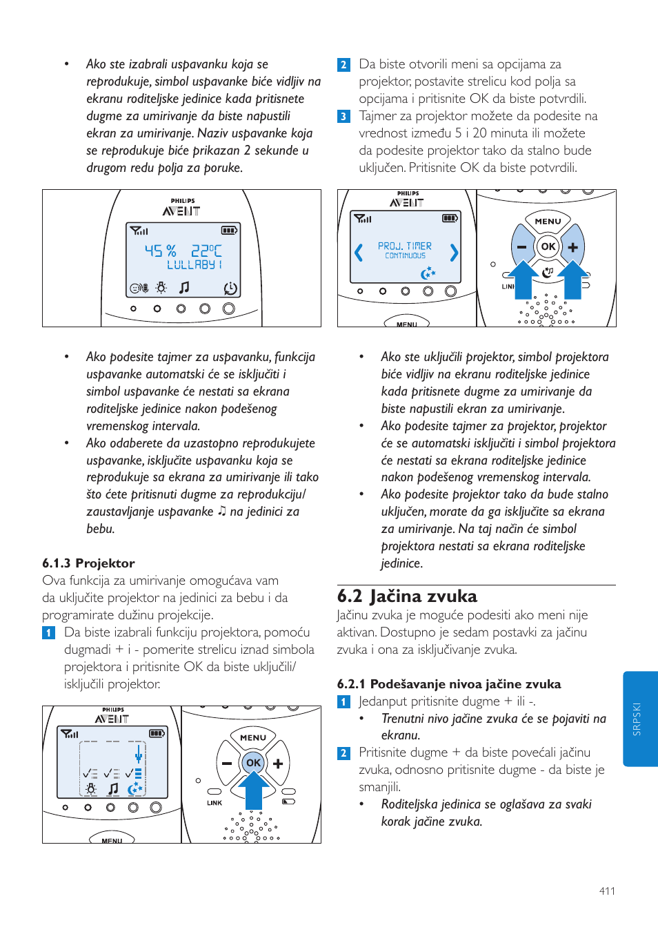 2 jačina zvuka | Philips AVENT Vigilabebés DECT User Manual | Page 411 / 460