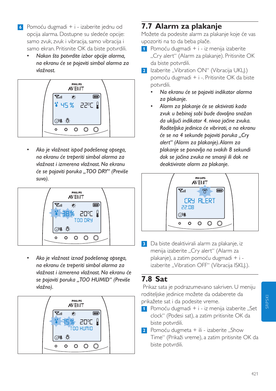 7 alarm za plakanje, 8 sat | Philips AVENT Vigilabebés DECT User Manual | Page 421 / 460