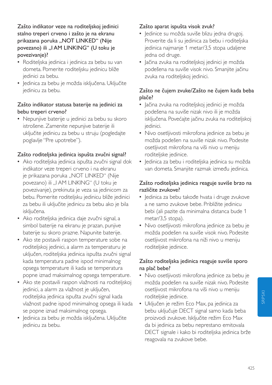 Philips AVENT Vigilabebés DECT User Manual | Page 425 / 460