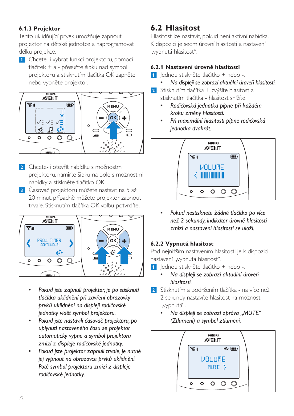 2 hlasitost | Philips AVENT Vigilabebés DECT User Manual | Page 72 / 460