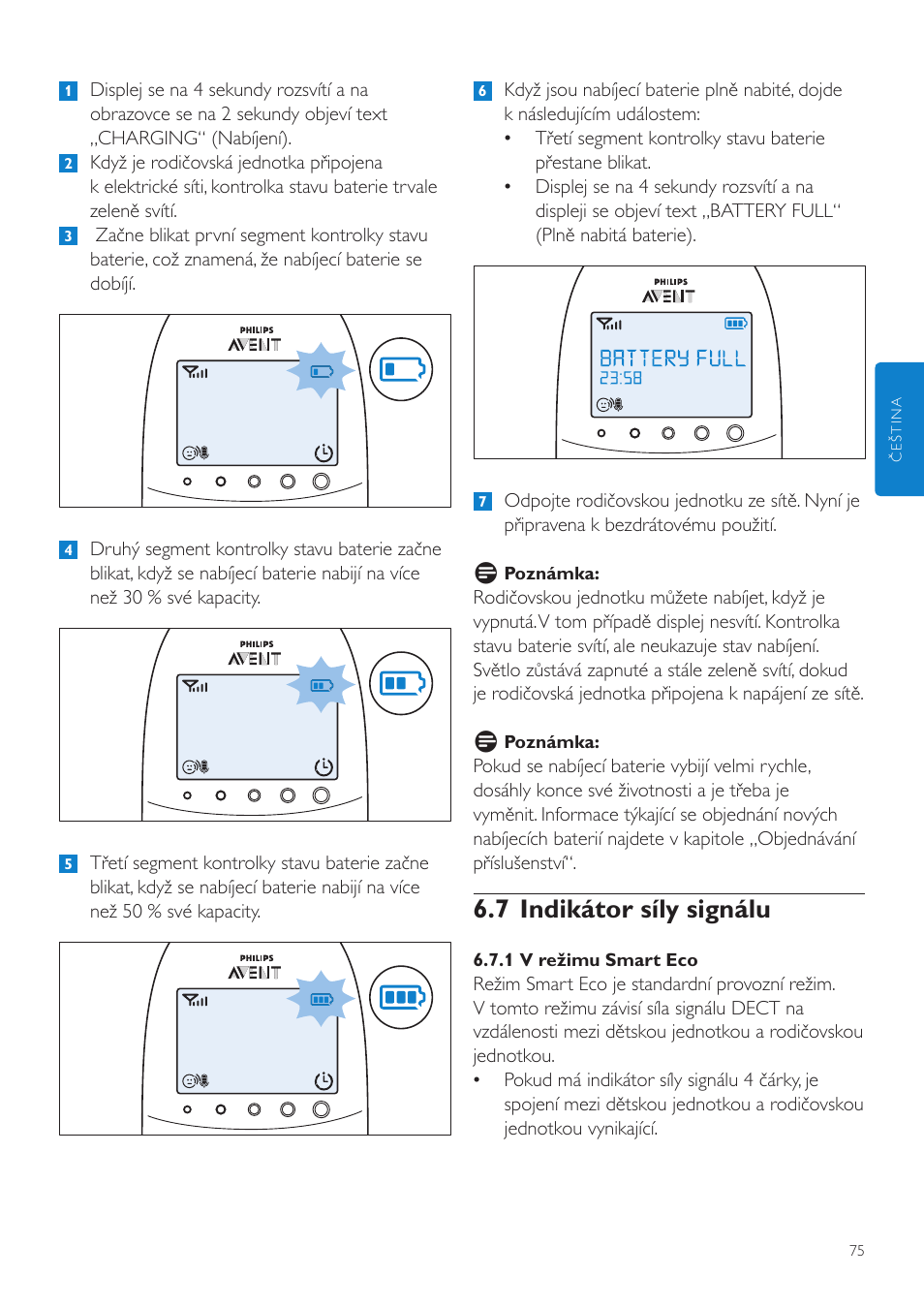 7 indikátor síly signálu | Philips AVENT Vigilabebés DECT User Manual | Page 75 / 460