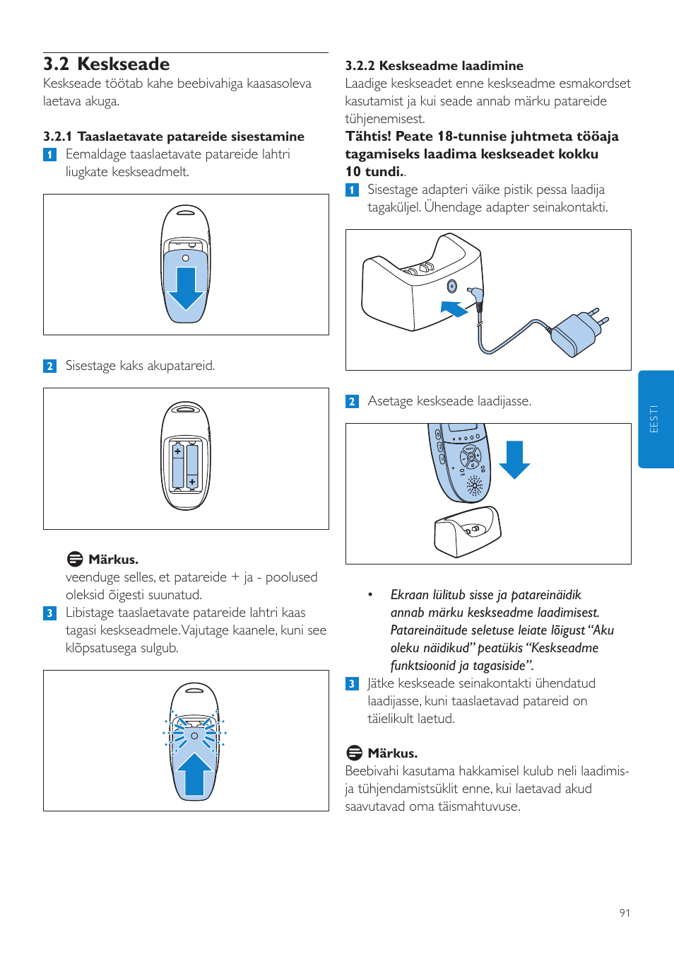 2 keskseade | Philips AVENT Vigilabebés DECT User Manual | Page 91 / 460